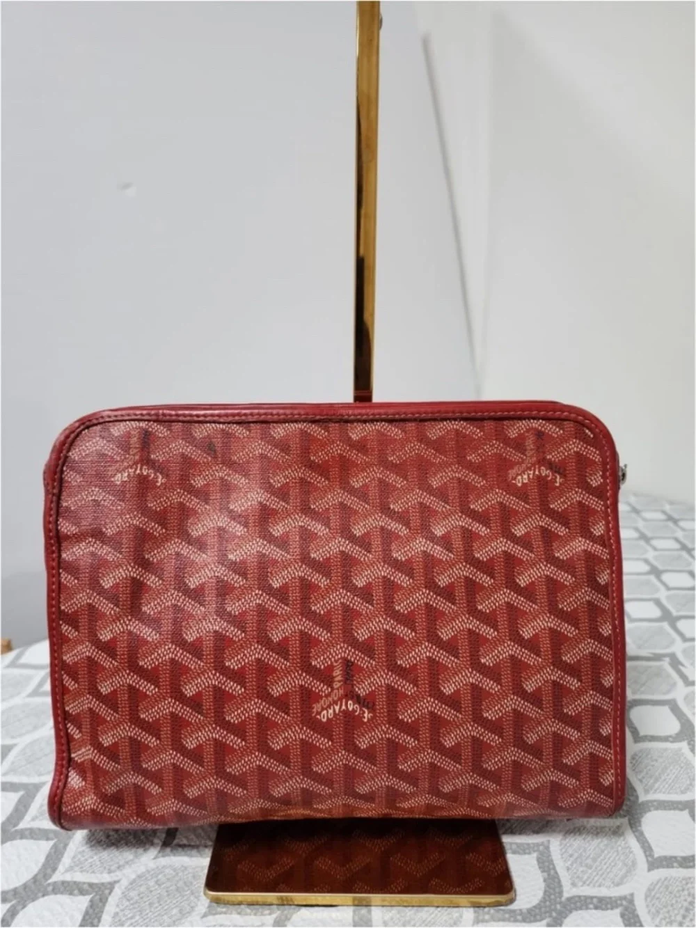 Authentic Goyard Goyardine Jouvence Toiletry Pouch MM Grey/Wine